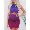 imageBTFBM Women 2025 Summer Sleeveless Casual Crewneck Bodycon Tank Dress Cutout Twist Slim Wrap Club Party Evening DressesTie Dye Purple Red