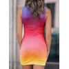 imageBTFBM Women 2025 Summer Sleeveless Casual Crewneck Bodycon Tank Dress Cutout Twist Slim Wrap Club Party Evening DressesTie Dye Purple Yellow