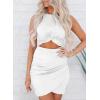 imageBTFBM Women 2025 Summer Sleeveless Casual Crewneck Bodycon Tank Dress Cutout Twist Slim Wrap Club Party Evening DressesWhite