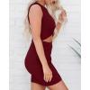 imageBTFBM Women 2025 Summer Sleeveless Casual Crewneck Bodycon Tank Dress Cutout Twist Slim Wrap Club Party Evening DressesWine Red
