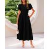 imageBTFBM Women Casual Summer Dresses 2025 Spring Crewneck Short Sleeve Tiered Flowy Boho Maxi Beach Vacation Dress PocketsBlack