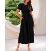 imageBTFBM Women Casual Summer Dresses 2025 Spring Crewneck Short Sleeve Tiered Flowy Boho Maxi Beach Vacation Dress PocketsBlack