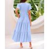 imageBTFBM Women Casual Summer Dresses 2025 Spring Crewneck Short Sleeve Tiered Flowy Boho Maxi Beach Vacation Dress PocketsLight Blue
