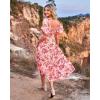 imageBTFBM Women Summer Dresses 2025 Casual Flowy Beach Square Neck Puff Short Sleeve Smocked Back Boho Floral Long Maxi DressFloral Pink Red