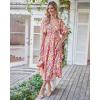 imageBTFBM Women Summer Dresses 2025 Casual Flowy Beach Square Neck Puff Short Sleeve Smocked Back Boho Floral Long Maxi DressFloral White Red