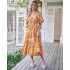 imageBTFBM Women Summer Dresses 2025 Casual Flowy Beach Square Neck Puff Short Sleeve Smocked Back Boho Floral Long Maxi DressFloral Yellow