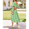 imageBTFBM Women Summer Dresses 2025 Casual Flowy Beach Square Neck Puff Short Sleeve Smocked Back Boho Floral Long Maxi DressPrint Grass Green