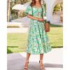 imageBTFBM Women Summer Dresses 2025 Casual Flowy Beach Square Neck Puff Short Sleeve Smocked Back Boho Floral Long Maxi DressPrint Green