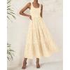 imageBTFBM Women Summer Eyelet Midi Dresses Casual Spring 2025 Sleeveless A Line Flowy Vacation Beach Wedding Guest Sun DressApricot