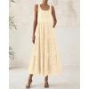 imageBTFBM Women Summer Eyelet Midi Dresses Casual Spring 2025 Sleeveless A Line Flowy Vacation Beach Wedding Guest Sun DressApricot
