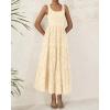 imageBTFBM Women Summer Eyelet Midi Dresses Casual Spring 2025 Sleeveless A Line Flowy Vacation Beach Wedding Guest Sun DressApricot