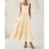 imageBTFBM Women Summer Eyelet Midi Dresses Casual Spring 2025 Sleeveless A Line Flowy Vacation Beach Wedding Guest Sun DressApricot