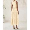 imageBTFBM Women Summer Eyelet Midi Dresses Casual Spring 2025 Sleeveless A Line Flowy Vacation Beach Wedding Guest Sun DressApricot
