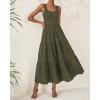 imageBTFBM Women Summer Eyelet Midi Dresses Casual Spring 2025 Sleeveless A Line Flowy Vacation Beach Wedding Guest Sun DressArmy Green