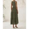 imageBTFBM Women Summer Eyelet Midi Dresses Casual Spring 2025 Sleeveless A Line Flowy Vacation Beach Wedding Guest Sun DressArmy Green