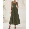 imageBTFBM Women Summer Eyelet Midi Dresses Casual Spring 2025 Sleeveless A Line Flowy Vacation Beach Wedding Guest Sun DressArmy Green
