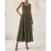 imageBTFBM Women Summer Eyelet Midi Dresses Casual Spring 2025 Sleeveless A Line Flowy Vacation Beach Wedding Guest Sun DressArmy Green