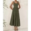 imageBTFBM Women Summer Eyelet Midi Dresses Casual Spring 2025 Sleeveless A Line Flowy Vacation Beach Wedding Guest Sun DressArmy Green