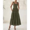 imageBTFBM Women Summer Eyelet Midi Dresses Casual Spring 2025 Sleeveless A Line Flowy Vacation Beach Wedding Guest Sun DressArmy Green
