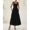 imageBTFBM Women Summer Eyelet Midi Dresses Casual Spring 2025 Sleeveless A Line Flowy Vacation Beach Wedding Guest Sun DressBlack