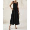 imageBTFBM Women Summer Eyelet Midi Dresses Casual Spring 2025 Sleeveless A Line Flowy Vacation Beach Wedding Guest Sun DressBlack