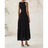 imageBTFBM Women Summer Eyelet Midi Dresses Casual Spring 2025 Sleeveless A Line Flowy Vacation Beach Wedding Guest Sun DressBlack