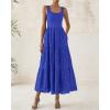 imageBTFBM Women Summer Eyelet Midi Dresses Casual Spring 2025 Sleeveless A Line Flowy Vacation Beach Wedding Guest Sun DressBrilliant Blue