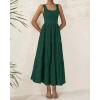 imageBTFBM Women Summer Eyelet Midi Dresses Casual Spring 2025 Sleeveless A Line Flowy Vacation Beach Wedding Guest Sun DressDark Green