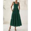 imageBTFBM Women Summer Eyelet Midi Dresses Casual Spring 2025 Sleeveless A Line Flowy Vacation Beach Wedding Guest Sun DressDark Green