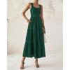 imageBTFBM Women Summer Eyelet Midi Dresses Casual Spring 2025 Sleeveless A Line Flowy Vacation Beach Wedding Guest Sun DressDark Green