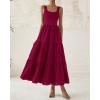 imageBTFBM Women Summer Eyelet Midi Dresses Casual Spring 2025 Sleeveless A Line Flowy Vacation Beach Wedding Guest Sun DressDark Red