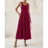 imageBTFBM Women Summer Eyelet Midi Dresses Casual Spring 2025 Sleeveless A Line Flowy Vacation Beach Wedding Guest Sun DressDark Red