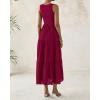 imageBTFBM Women Summer Eyelet Midi Dresses Casual Spring 2025 Sleeveless A Line Flowy Vacation Beach Wedding Guest Sun DressDark Red