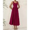 imageBTFBM Women Summer Eyelet Midi Dresses Casual Spring 2025 Sleeveless A Line Flowy Vacation Beach Wedding Guest Sun DressDark Red
