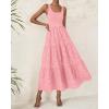 imageBTFBM Women Summer Eyelet Midi Dresses Casual Spring 2025 Sleeveless A Line Flowy Vacation Beach Wedding Guest Sun DressPink