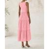 imageBTFBM Women Summer Eyelet Midi Dresses Casual Spring 2025 Sleeveless A Line Flowy Vacation Beach Wedding Guest Sun DressPink