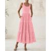 imageBTFBM Women Summer Eyelet Midi Dresses Casual Spring 2025 Sleeveless A Line Flowy Vacation Beach Wedding Guest Sun DressPink