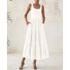 imageBTFBM Women Summer Eyelet Midi Dresses Casual Spring 2025 Sleeveless A Line Flowy Vacation Beach Wedding Guest Sun DressWhite