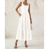 imageBTFBM Women Summer Eyelet Midi Dresses Casual Spring 2025 Sleeveless A Line Flowy Vacation Beach Wedding Guest Sun DressWhite