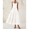 imageBTFBM Women Summer Eyelet Midi Dresses Casual Spring 2025 Sleeveless A Line Flowy Vacation Beach Wedding Guest Sun DressWhite