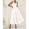 imageBTFBM Women Summer Eyelet Midi Dresses Casual Spring 2025 Sleeveless A Line Flowy Vacation Beach Wedding Guest Sun DressWhite