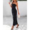 imageBTFBM Womens Floral Maxi Dresses Summer 2025 Strapless Tube Bodycon Mesh Layered Cocktail Party Wedding Guest DressFloral Black