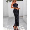 imageBTFBM Womens Floral Maxi Dresses Summer 2025 Strapless Tube Bodycon Mesh Layered Cocktail Party Wedding Guest DressFloral Black