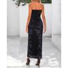 imageBTFBM Womens Floral Maxi Dresses Summer 2025 Strapless Tube Bodycon Mesh Layered Cocktail Party Wedding Guest DressFloral Black