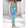 imageBTFBM Womens Floral Maxi Dresses Summer 2025 Strapless Tube Bodycon Mesh Layered Cocktail Party Wedding Guest DressFloral Blue