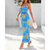 imageBTFBM Womens Floral Maxi Dresses Summer 2025 Strapless Tube Bodycon Mesh Layered Cocktail Party Wedding Guest DressFloral Blue