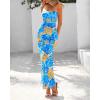 imageBTFBM Womens Floral Maxi Dresses Summer 2025 Strapless Tube Bodycon Mesh Layered Cocktail Party Wedding Guest DressFloral Blue