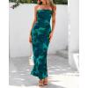 imageBTFBM Womens Floral Maxi Dresses Summer 2025 Strapless Tube Bodycon Mesh Layered Cocktail Party Wedding Guest DressFloral Lake Blue