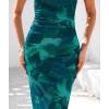 imageBTFBM Womens Floral Maxi Dresses Summer 2025 Strapless Tube Bodycon Mesh Layered Cocktail Party Wedding Guest DressFloral Lake Blue