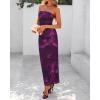 imageBTFBM Womens Floral Maxi Dresses Summer 2025 Strapless Tube Bodycon Mesh Layered Cocktail Party Wedding Guest DressFloral Purple